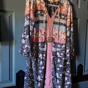 True Craft Multicolor Patchwork Midi Dress And Jewelry